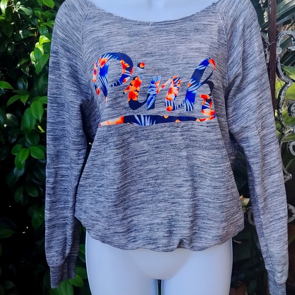 Pink, Victoria's secret gray crop sweatshirt Xsmall